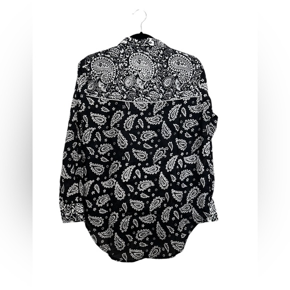 NWT | One Teaspoon Hand Batik Paisley Western Shirt - Black 100% Cotton - Picture 7 of 12